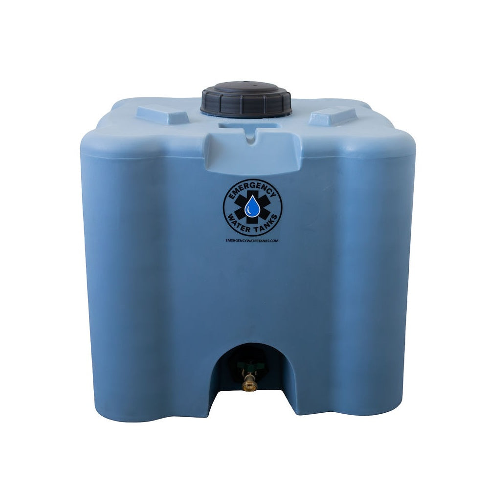 front view of Emergency Water Tanks' 30-gallon portable stackable storage tank