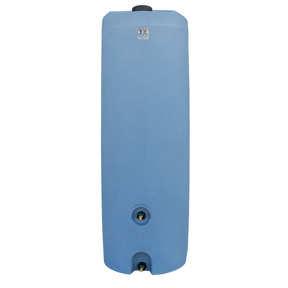 front view of Emergency Water Tanks' 300-gallon doorway storage barrel