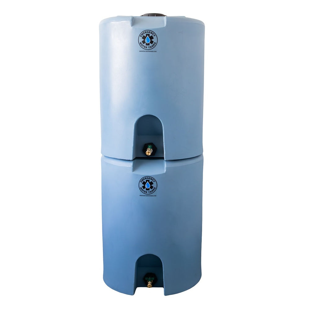 2 stacked view of Emergency Water Tanks' 55-gallon stackable storage barrel
